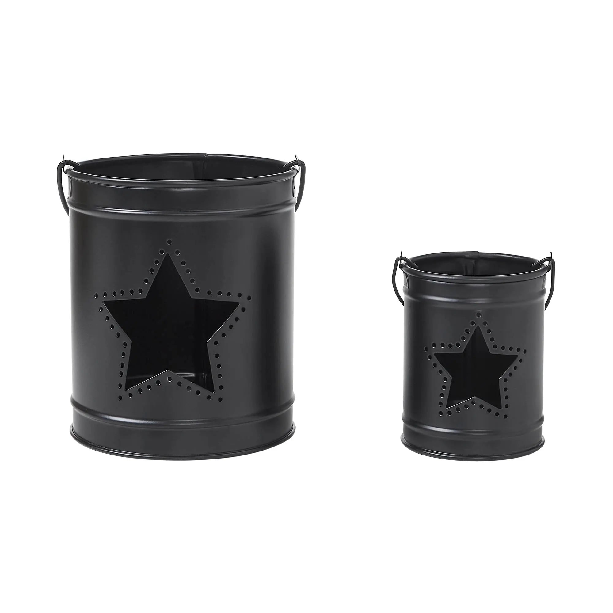 Patriotic Star Black Metal Votive Candle Holder Set of 2