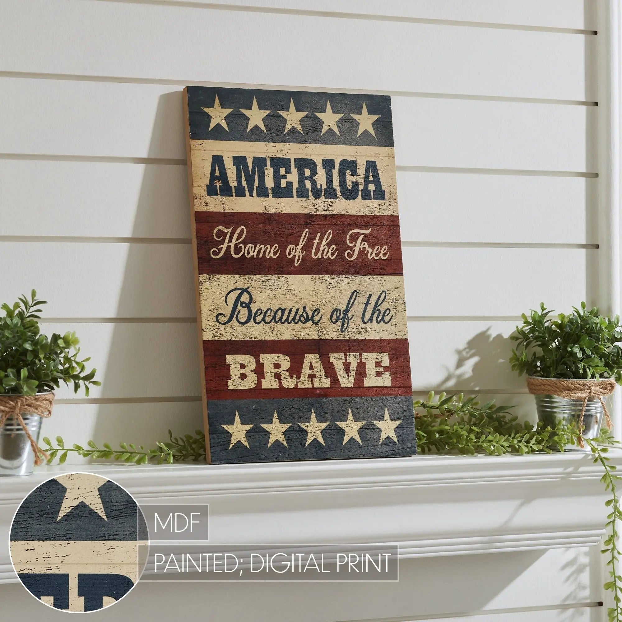 America Home of The Free Wall Sign 16x10 VHC