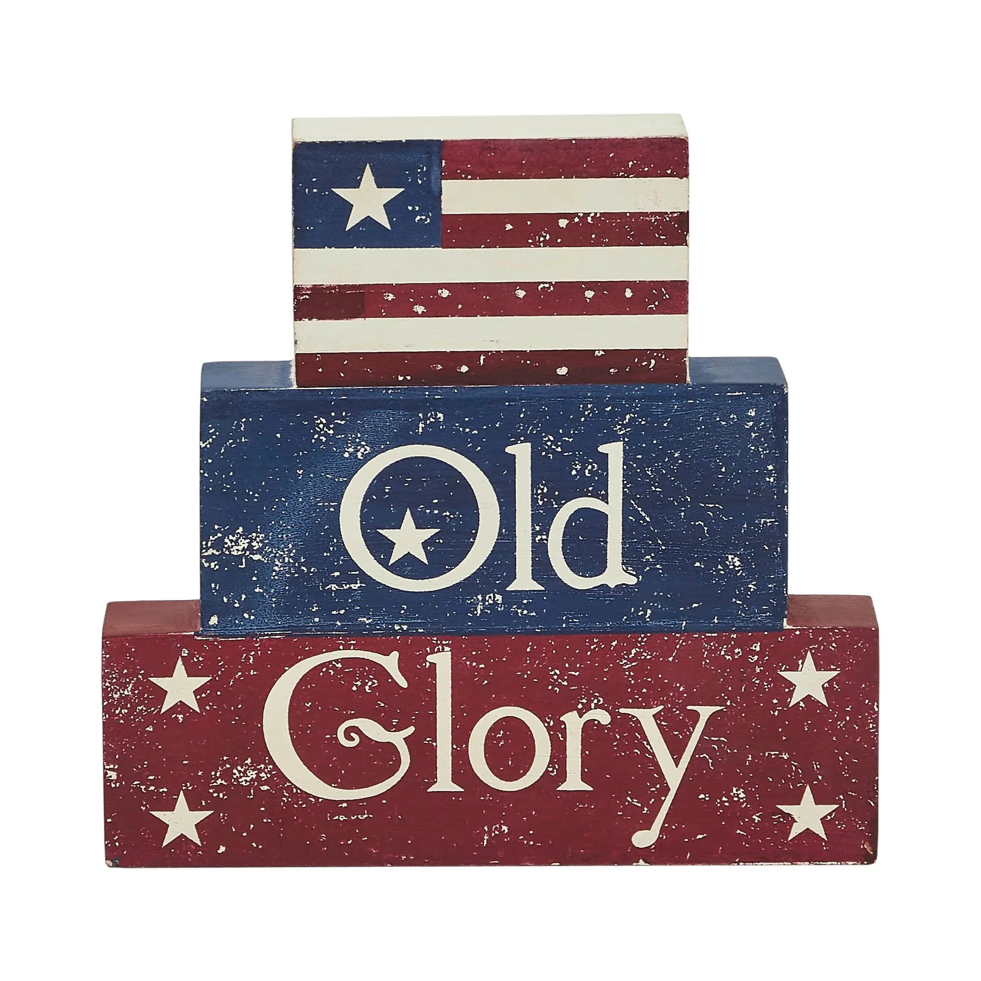 Vintage Old Glory MDF Block Sign 7.5x8 VHC
