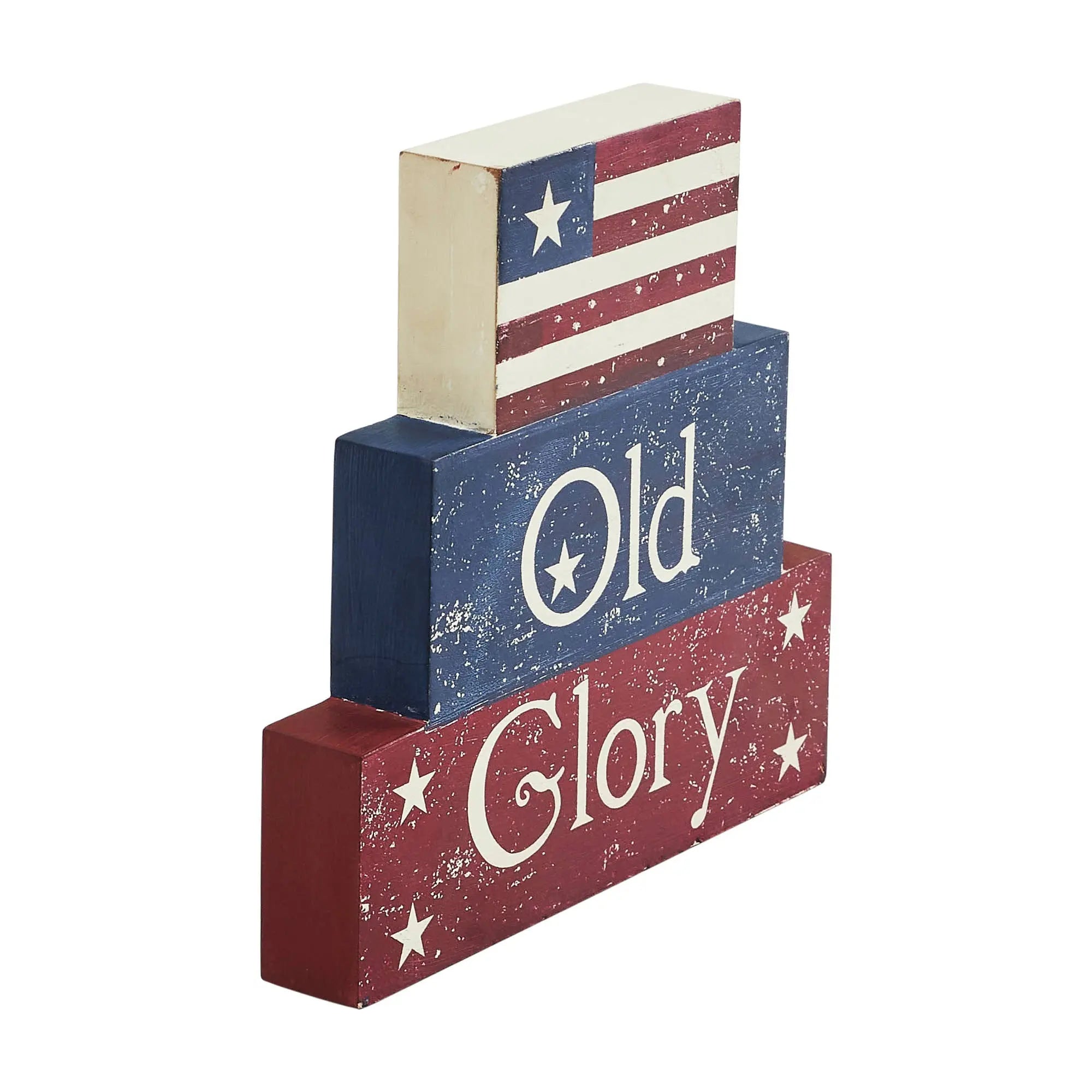 Vintage Old Glory MDF Block Sign 7.5x8 VHC