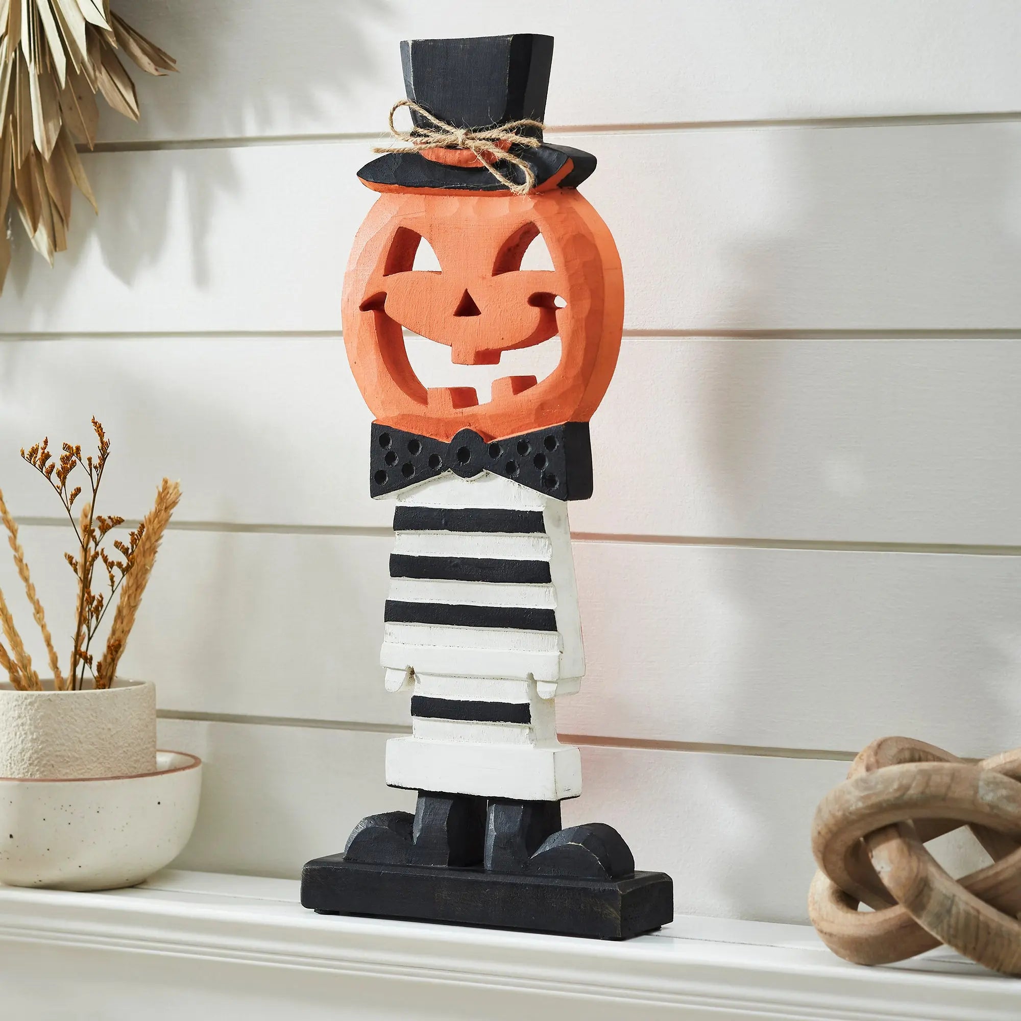 Fancy Wooden Jack-O'-Lantern Decor – 17.5"