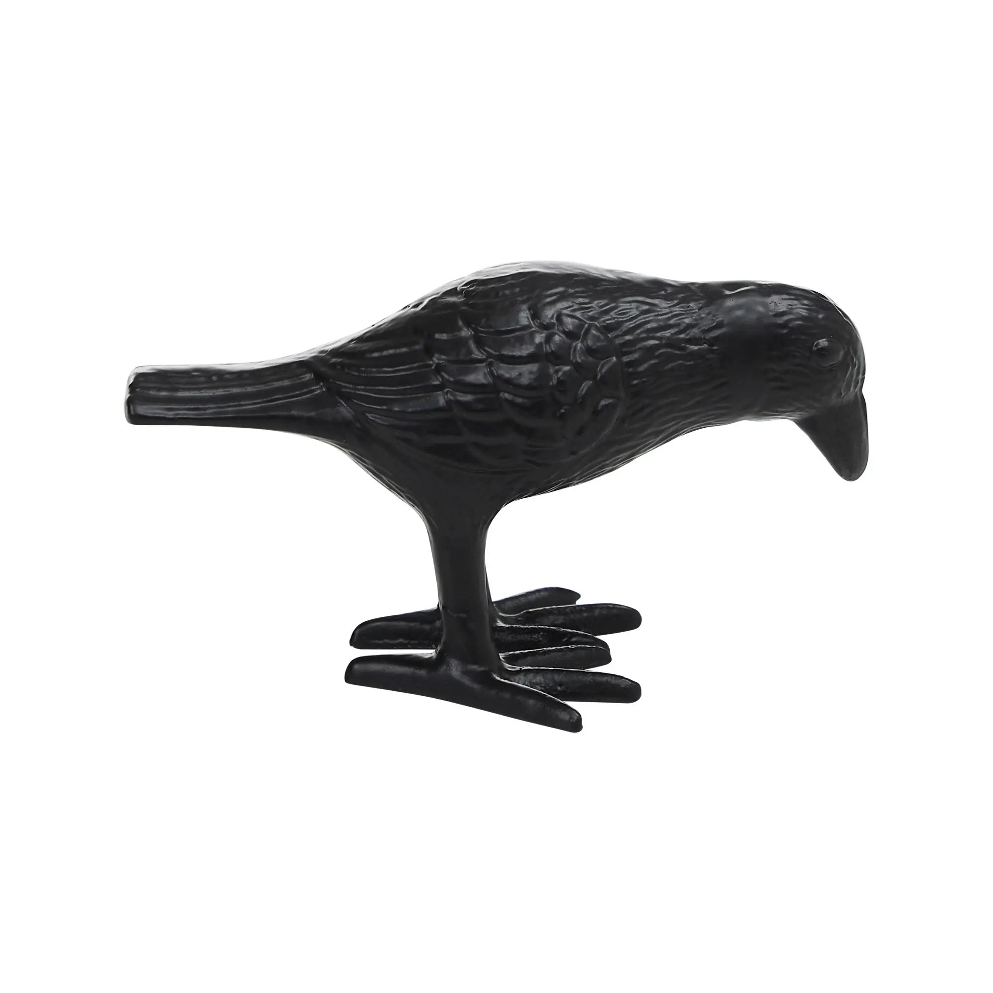 Black bird-shaped object on a white background