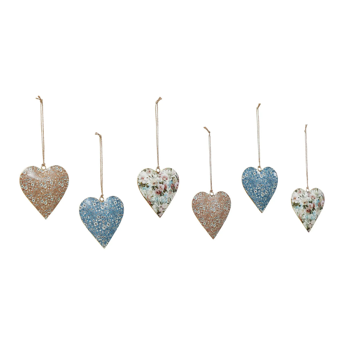 Cottagecore Mixed Floral Keepsake Ornaments Metal Set of 6 - 4 inch