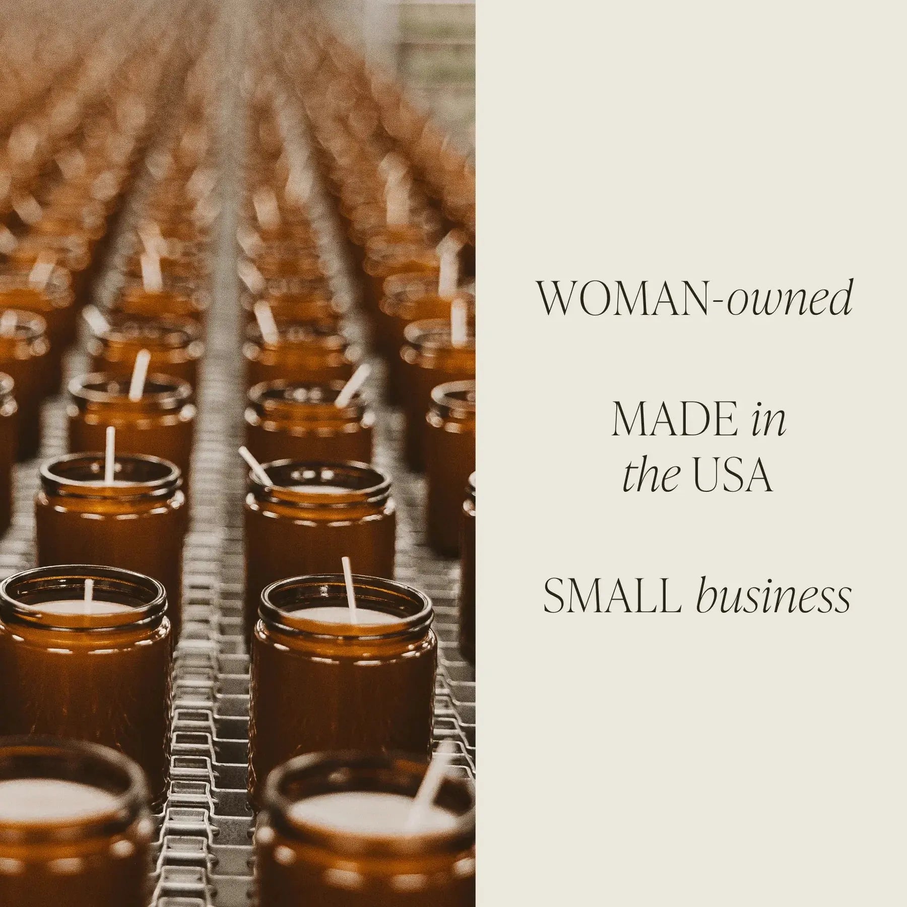 Rows of amber jar candles, woman-owned small business, made in USA, cozy home decor