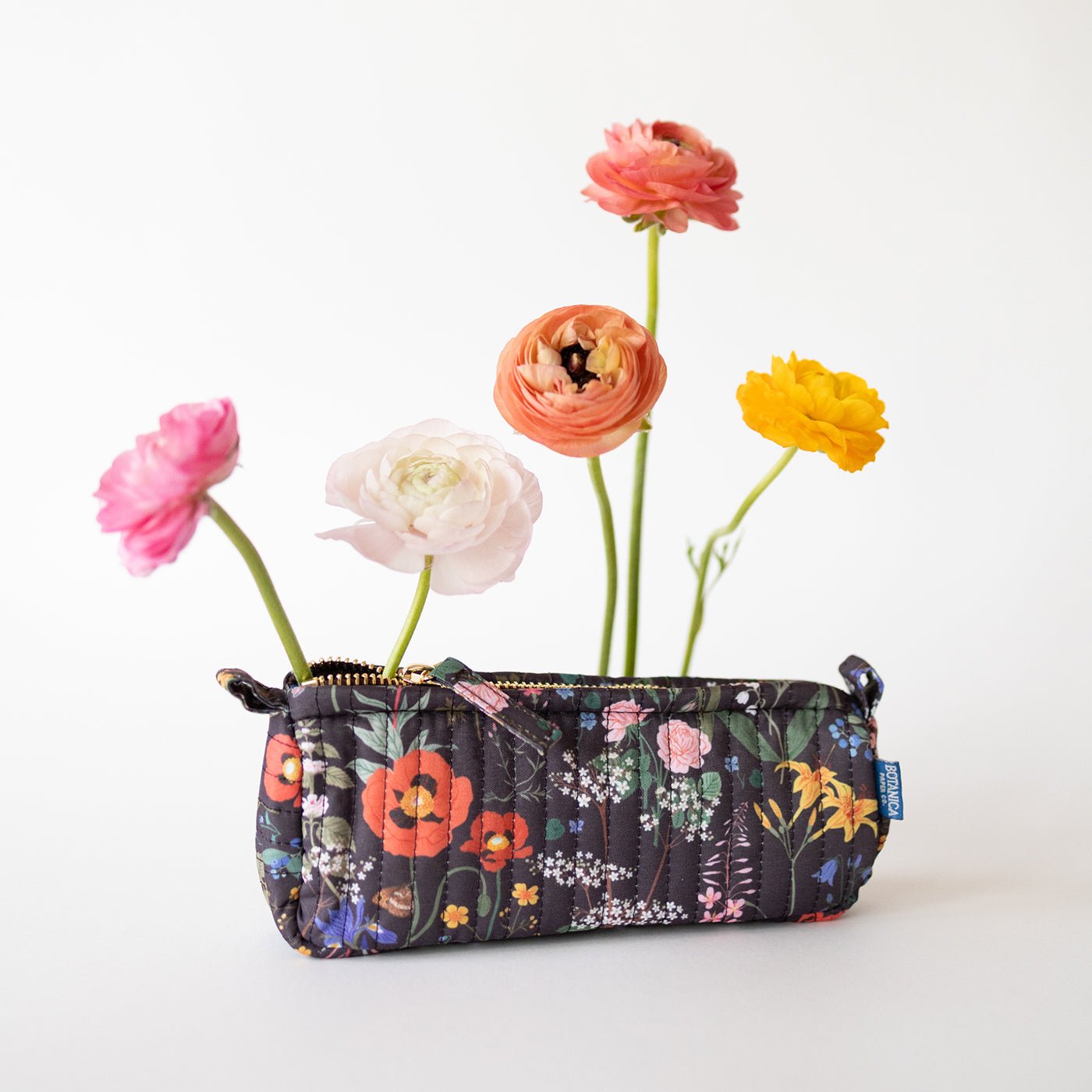 WILD FLOWERS | Cotton Quilted Pencil Pouch Botanica Paper Co.® WILD FLOWERS | Cotton Quilted Pencil Pouch Botanica Paper Co.®