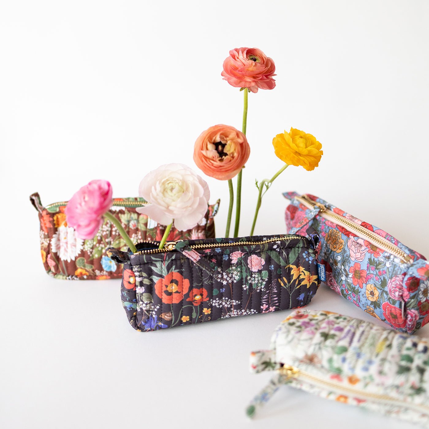 WILD FLOWERS | Cotton Quilted Pencil Pouch Botanica Paper Co.® WILD FLOWERS | Cotton Quilted Pencil Pouch Botanica Paper Co.®