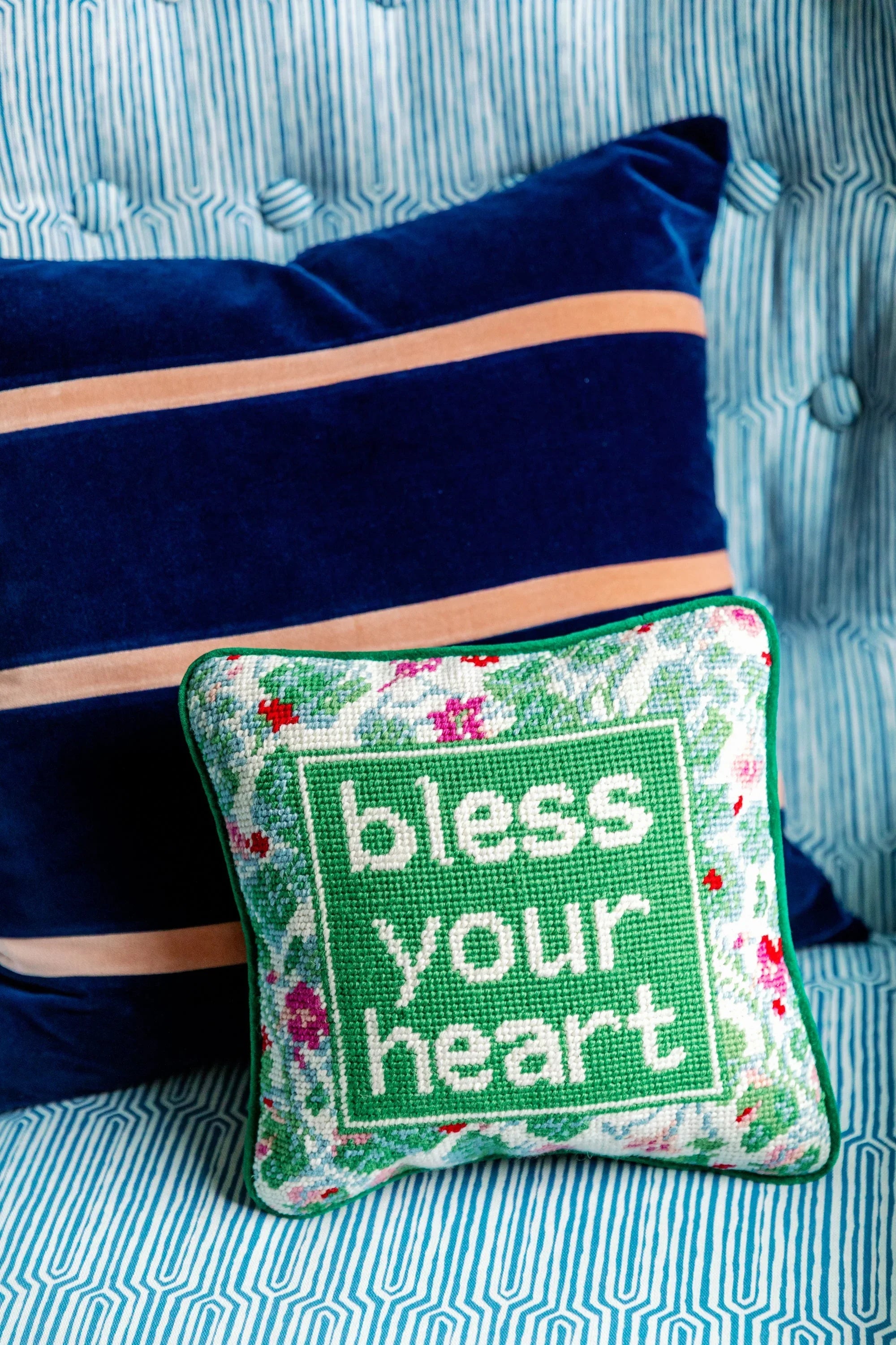 Bless Your Heart Needlepoint Pillow Furbish Studio