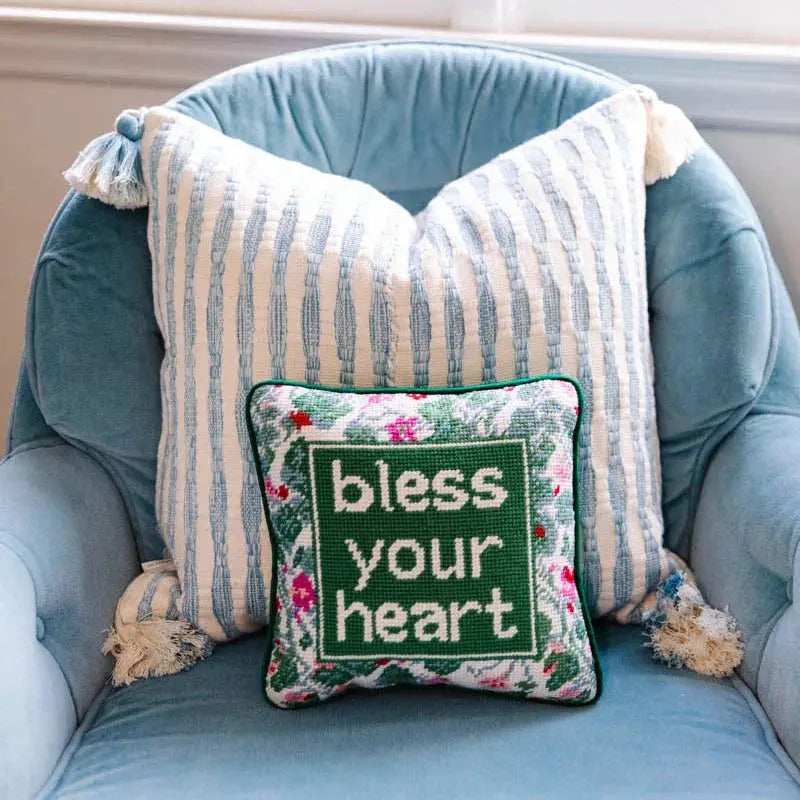 Bless Your Heart Needlepoint Pillow Furbish Studio