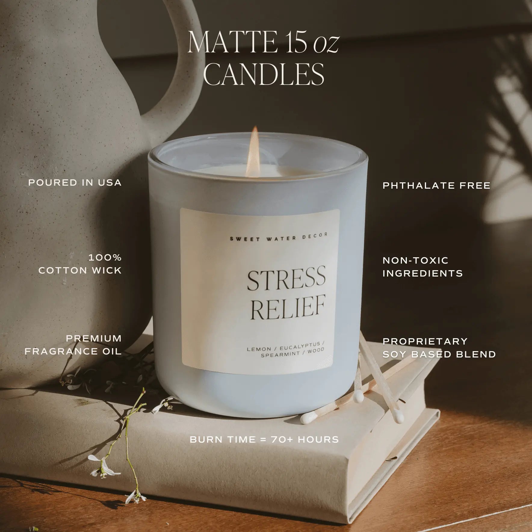 Forever and Always Soy Candle - Blue Matte Jar - 15 oz (Cashmere and Vanilla) Sweet Water Decor Forever and Always Soy Candle - Blue Matte Jar - 15 oz (Cashmere and Vanilla) Sweet Water Decor