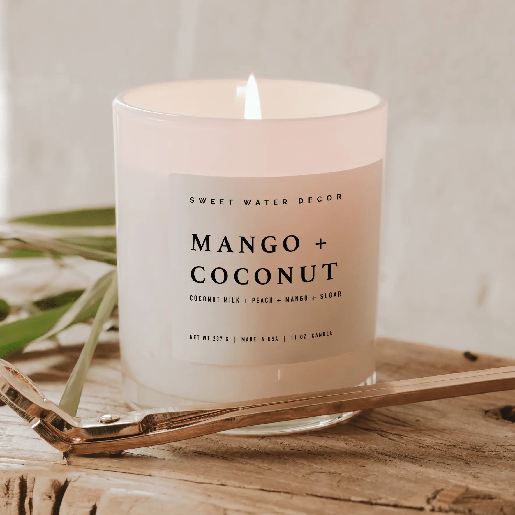 Mango and Coconut Soy Candle - White Jar - 11 oz Sweet Water Decor