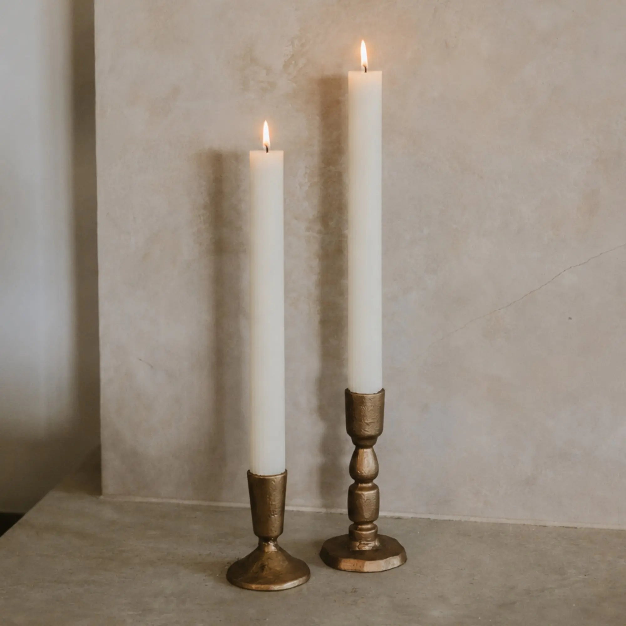 Gold Cast Iron Taper Candle Holders - Set of 2 Sweet Water Decor Gold Cast Iron Taper Candle Holders - Set of 2 Sweet Water Decor
