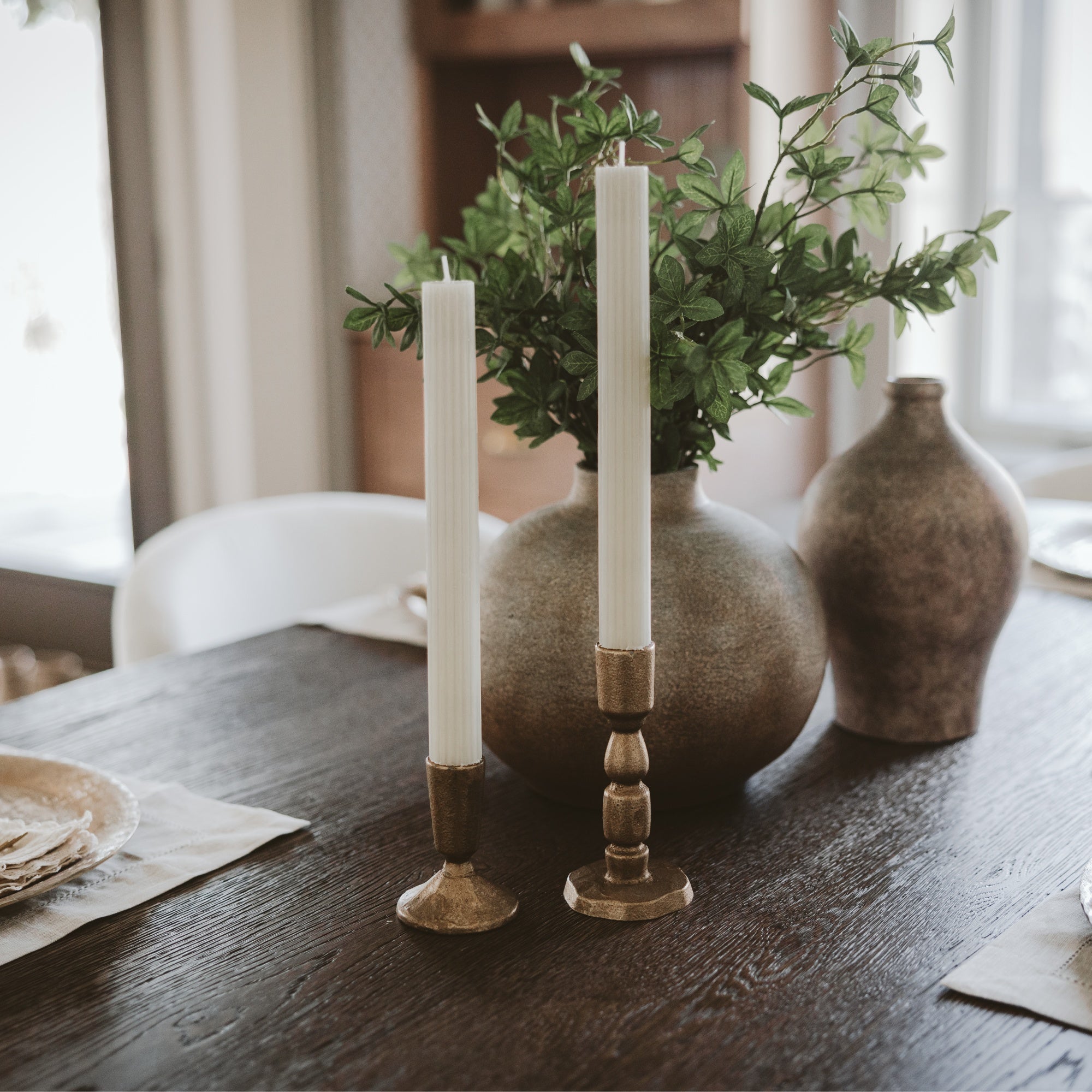 Gold Cast Iron Taper Candle Holders - Set of 2 Sweet Water Decor Gold Cast Iron Taper Candle Holders - Set of 2 Sweet Water Decor