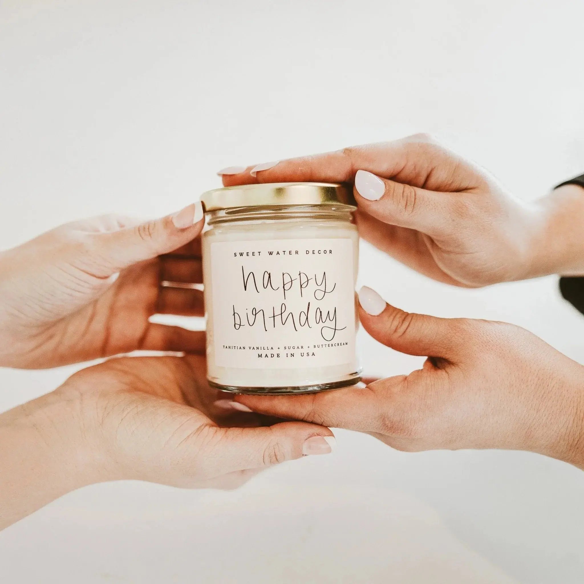 Happy Birthday candle with vanilla sugar buttercream scent, cozy home decor gift, made in USA