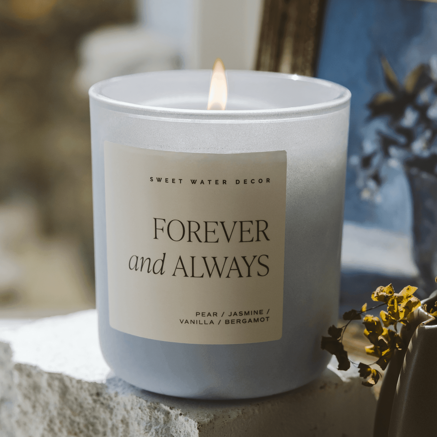 Forever and Always Soy Candle - Blue Matte Jar - 15 oz (Cashmere and Vanilla) Sweet Water Decor Forever and Always Soy Candle - Blue Matte Jar - 15 oz (Cashmere and Vanilla) Sweet Water Decor