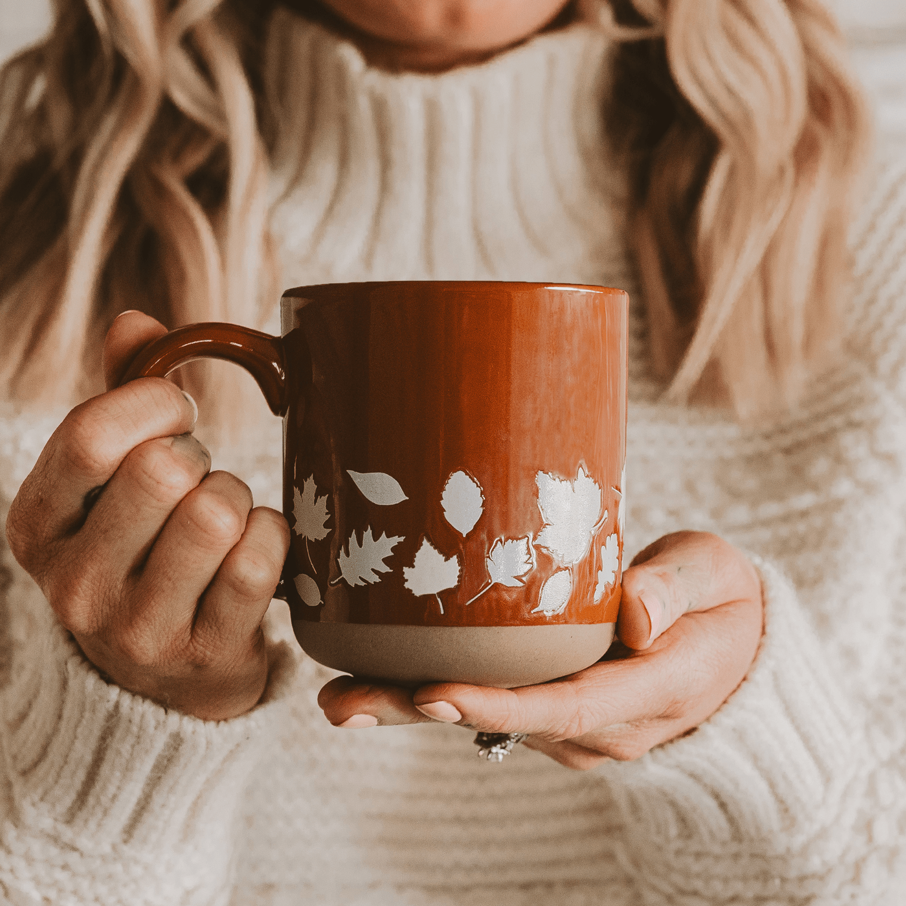 Fall Leaves 14 oz Orange Stoneware Coffee Mug Sweet Water Decor Fall Leaves 14 oz Orange Stoneware Coffee Mug Sweet Water Decor