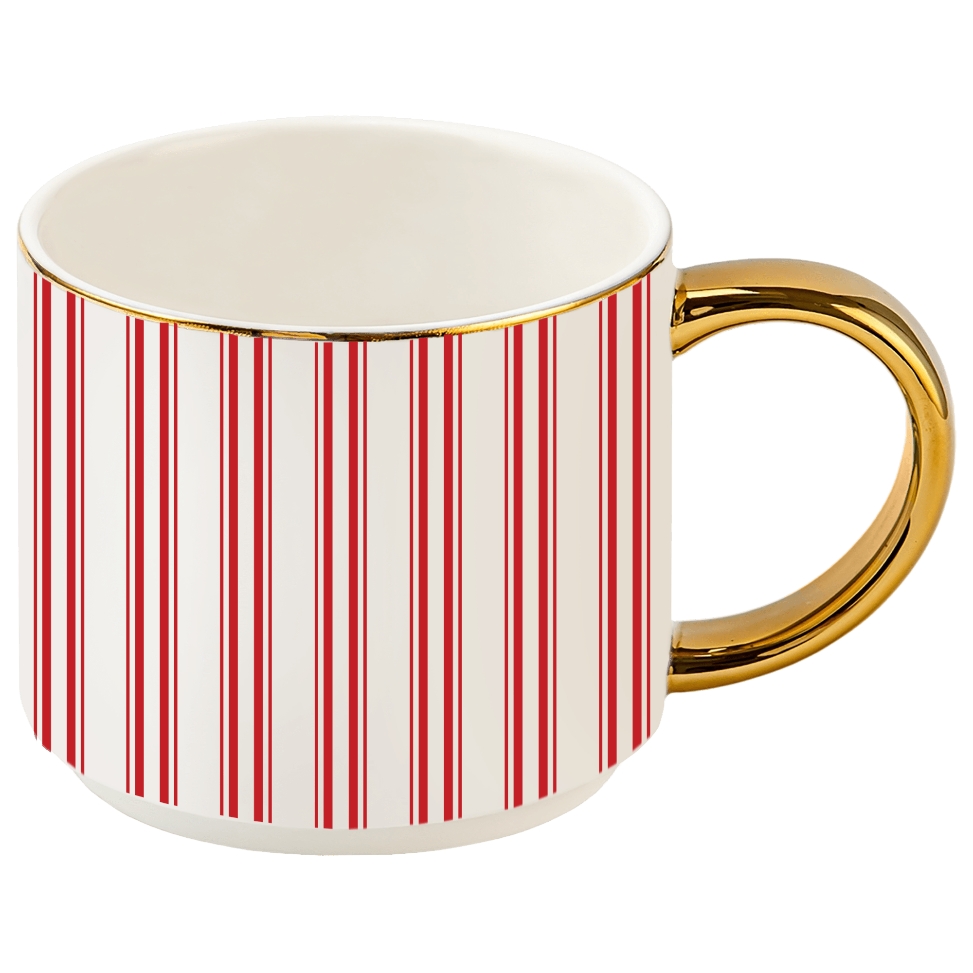 Red Stripe 14 oz Gold Handle Coffee Mug Sweet Water Decor Red Stripe 14 oz Gold Handle Coffee Mug Sweet Water Decor
