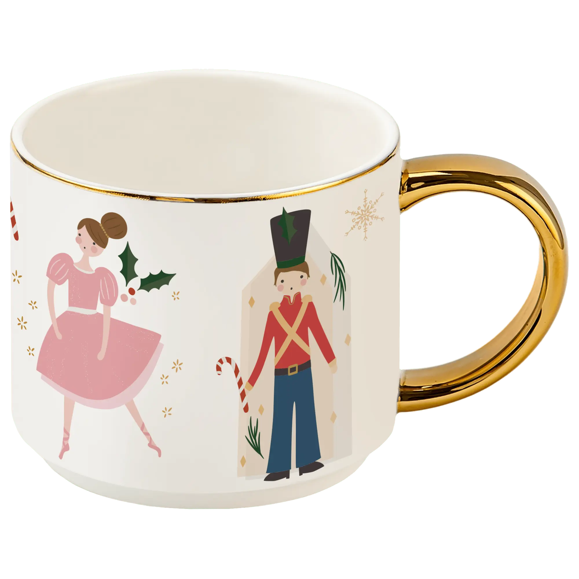 Nutcracker 14 oz Gold Handle Coffee Mug