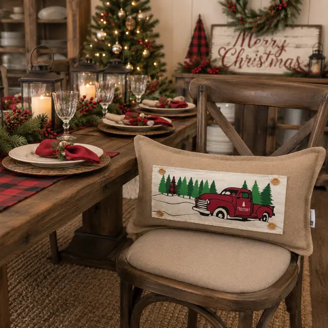 PANEL ONLY: RECTANGLE Holiday Panel: Winter, Trees, Father's Day Dad Vintage; Christmas Red Buffalo PLAID TREE TRUCK PillowPanels.com PANEL ONLY: RECTANGLE Holiday Panel: Winter, Trees, Father's Day Dad Vintage; Christmas Red Buffalo PLAID TREE TRUCK PillowPanels.com
