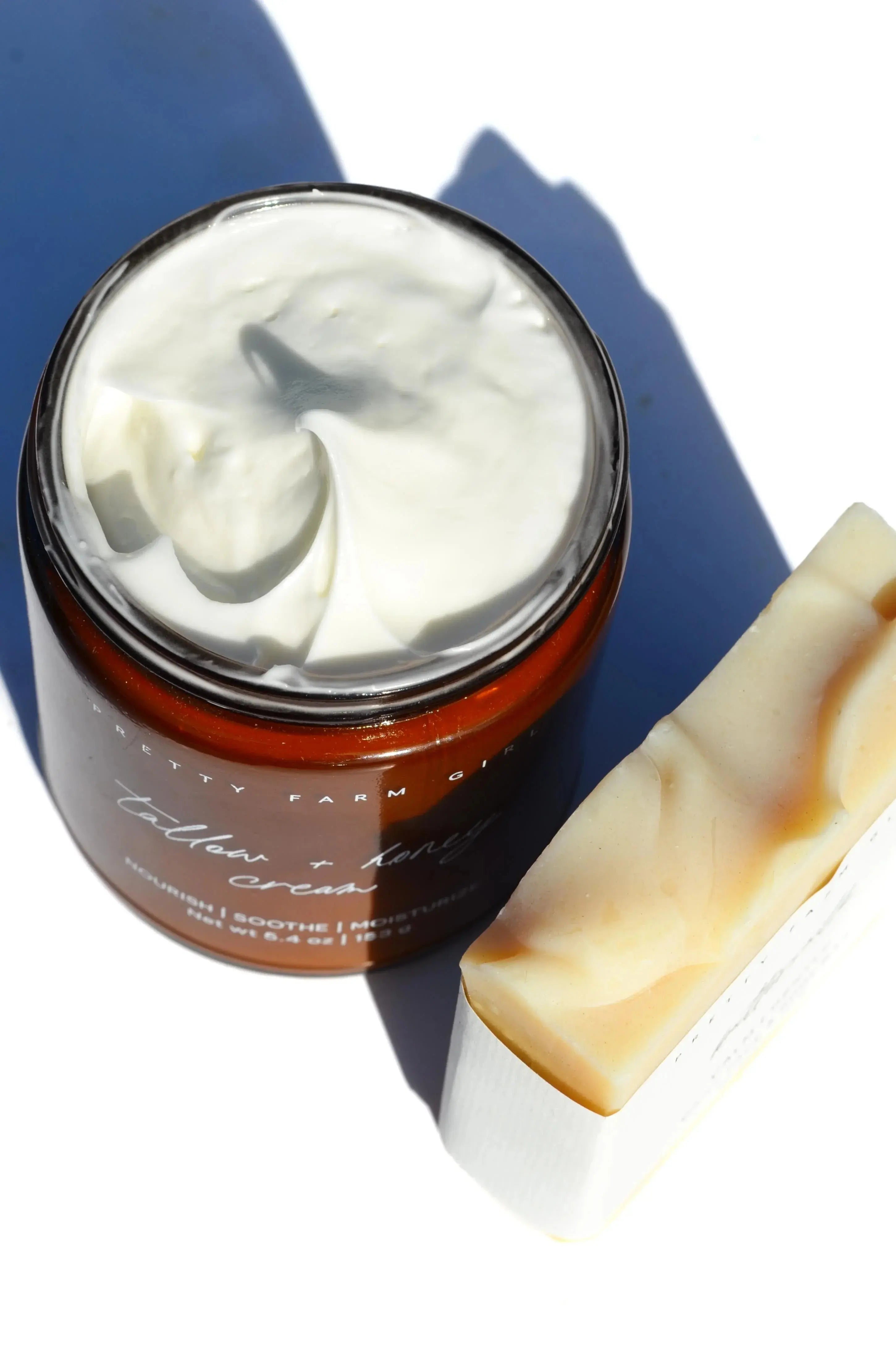 Tallow + Honey Cream and bar soap for cozy farmhouse bath essentials