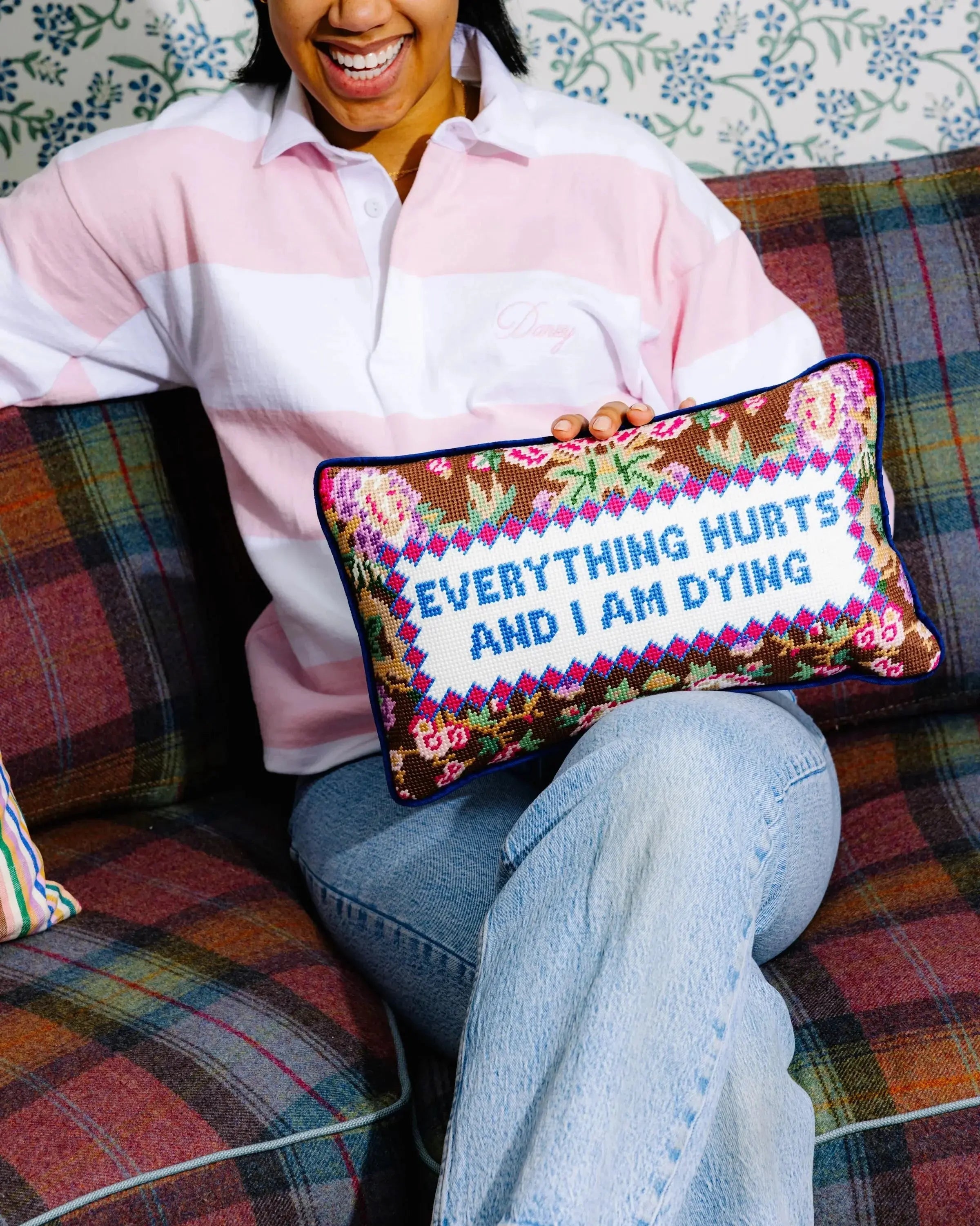 Everything Hurts Needlepoint Pillow Furbish Studio