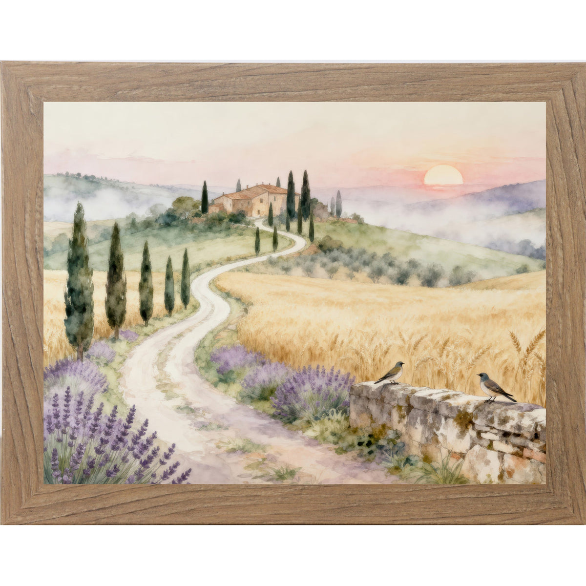Tuscan Road to the Villa Wall Art – Italian Countryside Watercolor