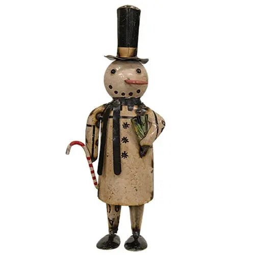 Homer Recycled Metal Snowman – Vintage Christmas Decor 12.25"