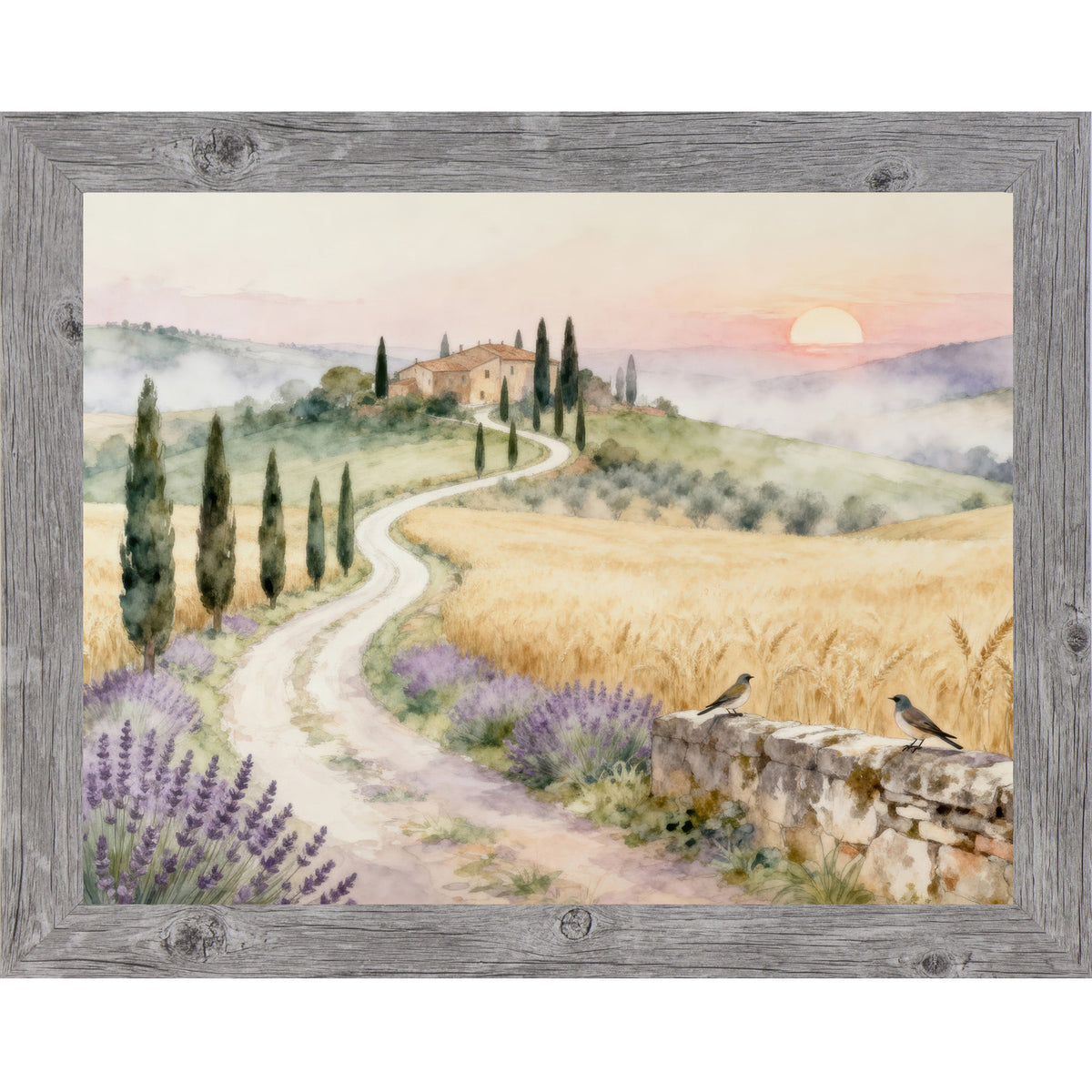 Tuscan Road to the Villa Wall Art – Italian Countryside Watercolor