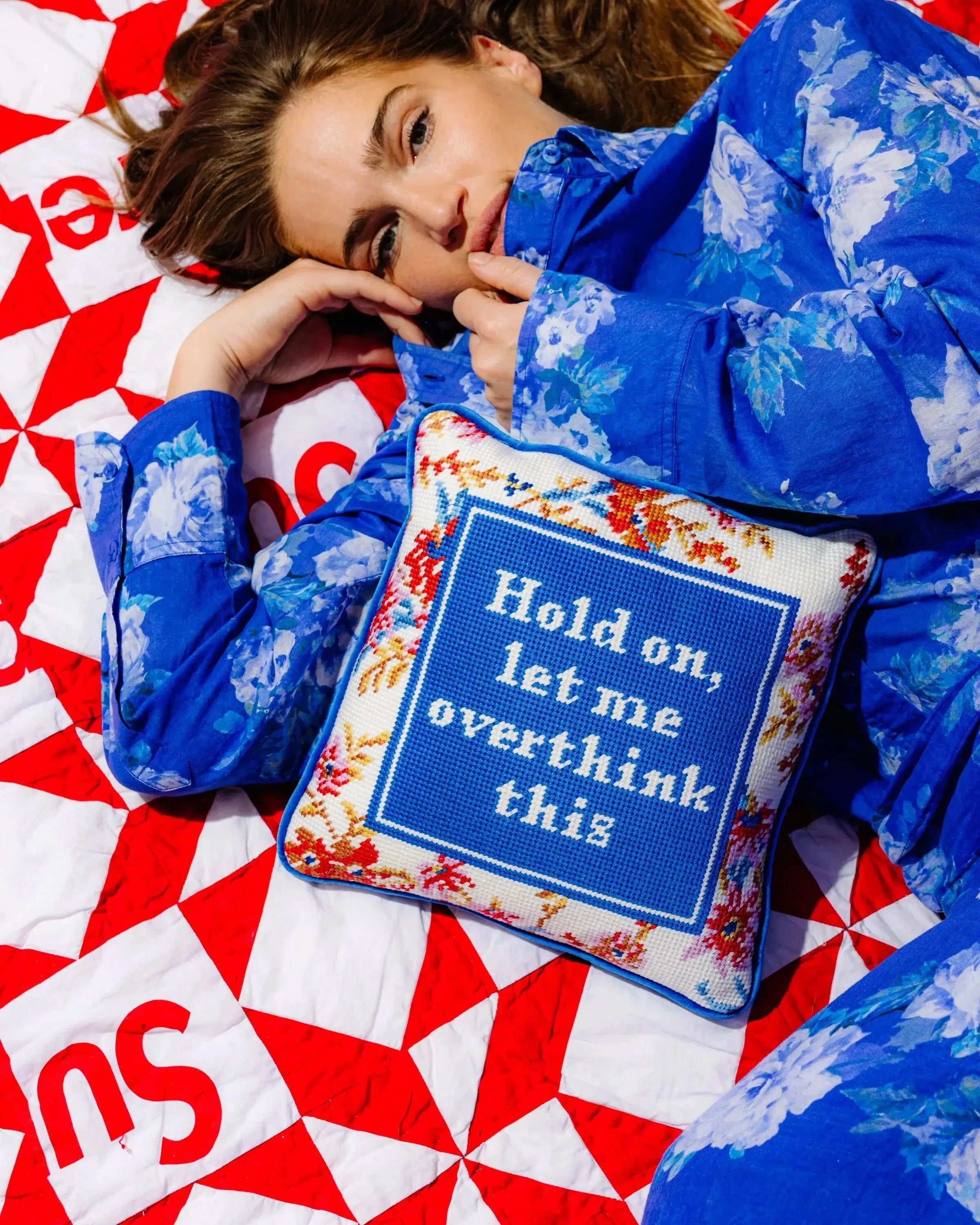 Overthink Needlepoint Pillow Furbish Studio