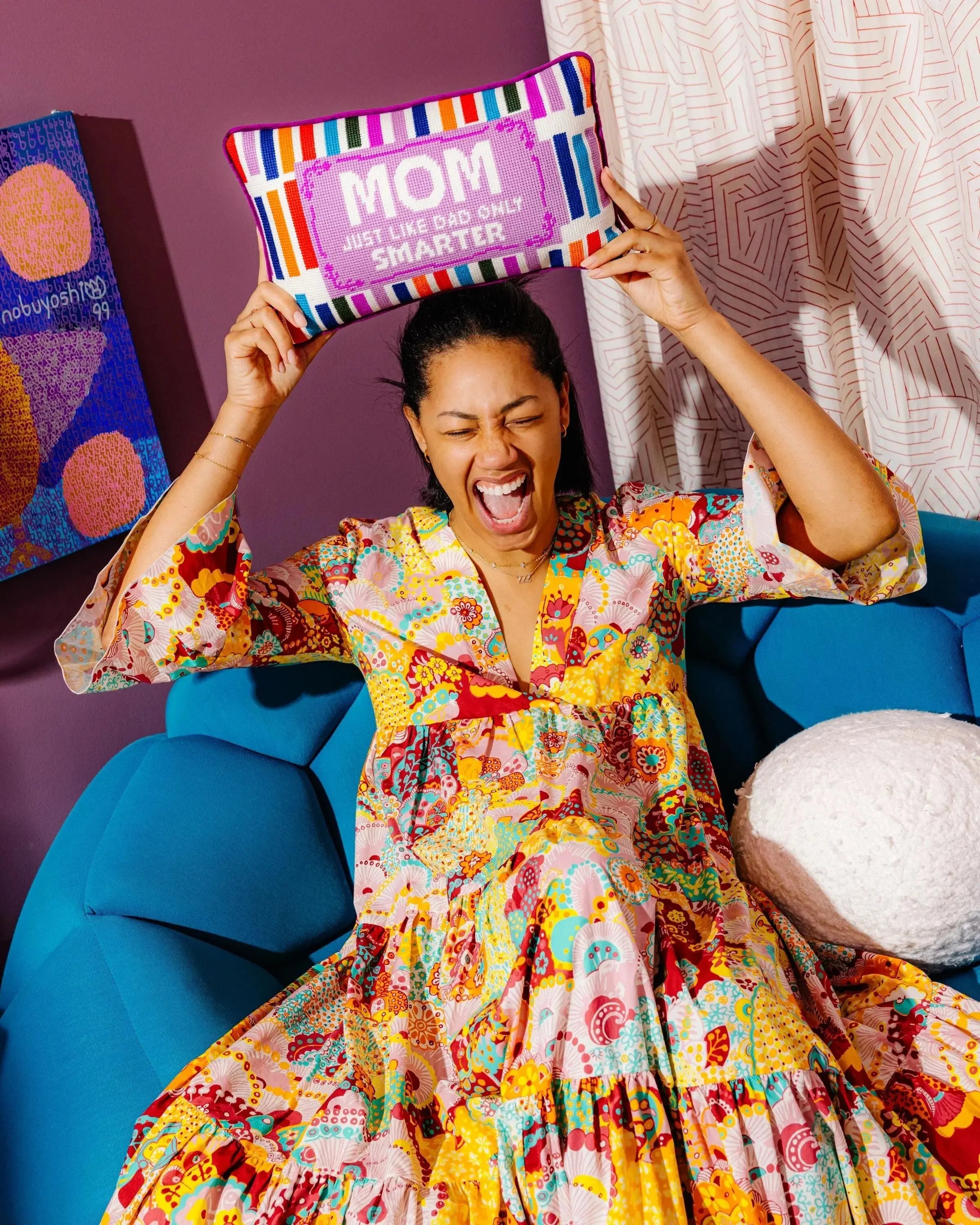 Mom Rules Needlepoint Pillow Furbish Studio