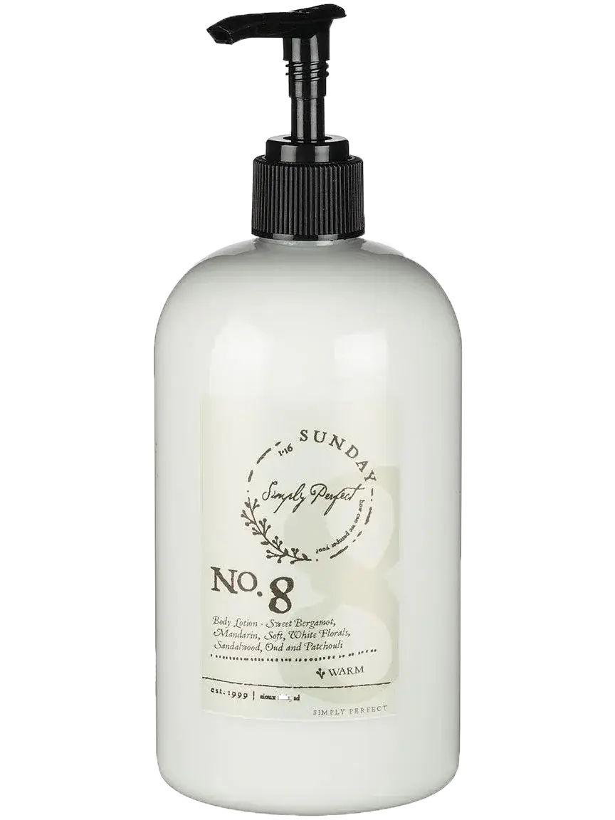 No. 8 Body Lotion with Sweet Bergamot and White Florals, cozy farmhouse style bath essential