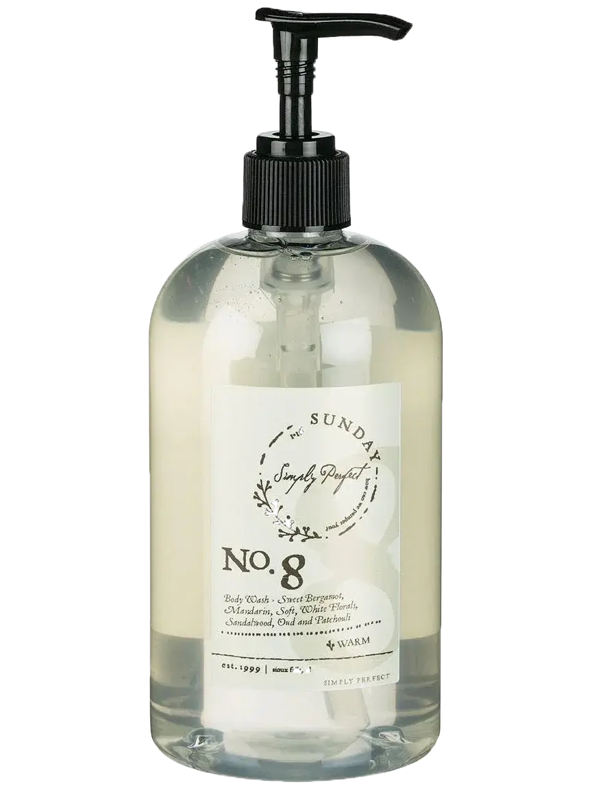 No. 8 Body Wash with Sweet Bergamot & White Florals, cozy farmhouse bath essential