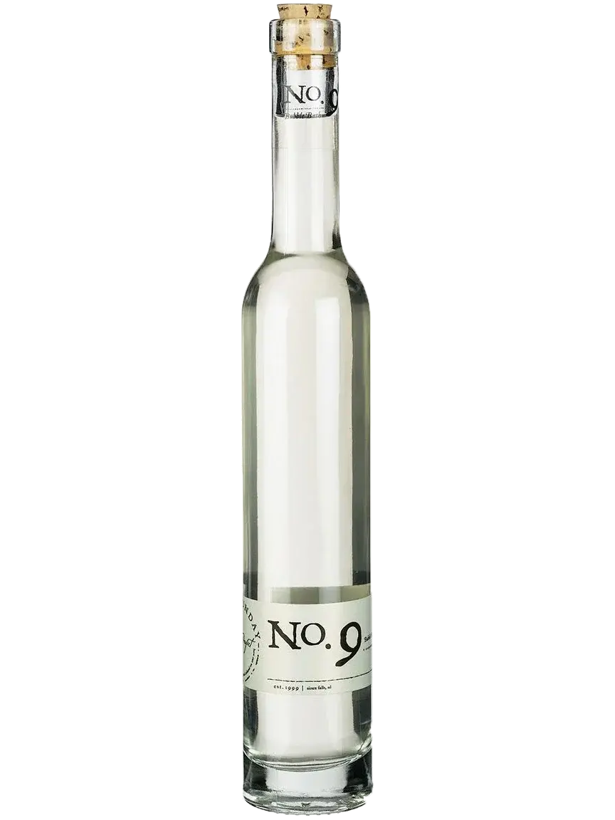No. 9 clear glass bottle with cork stopper, farmhouse-style bath or home fragrance product