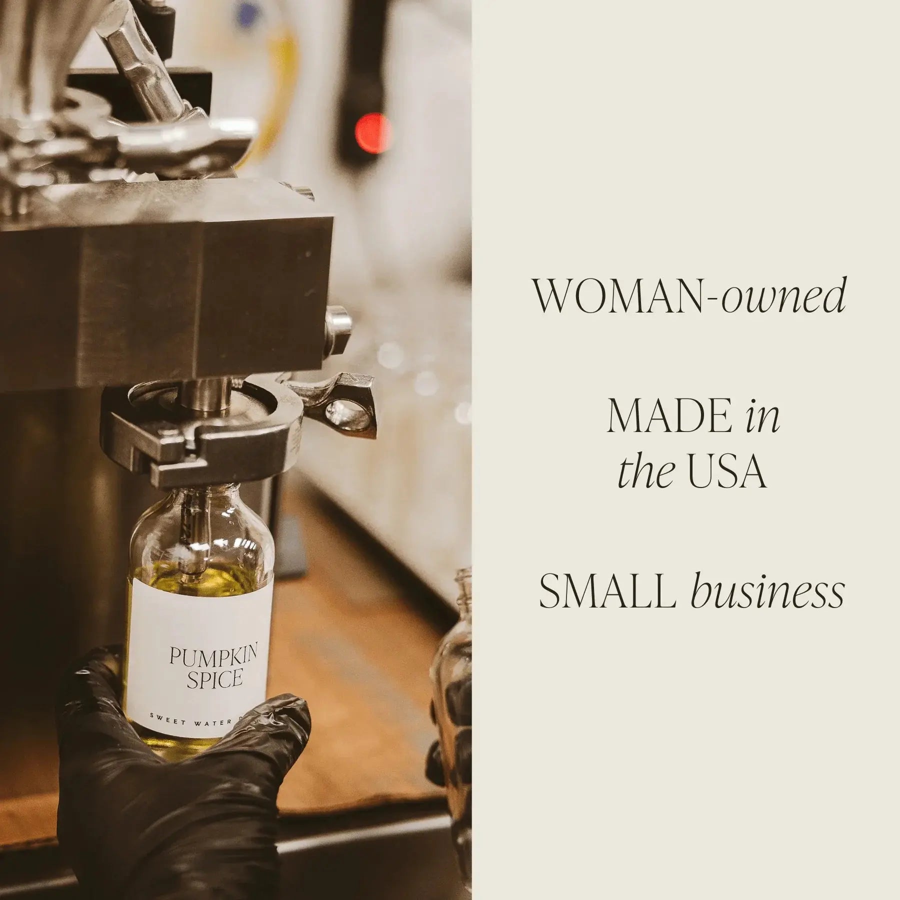 Pumpkin Spice candle being filled, woman-owned small business, made in USA, cozy home decor
