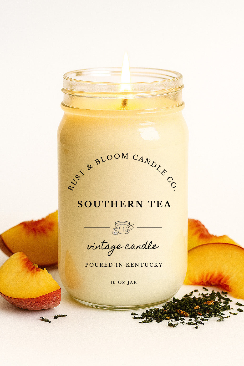 Southern Tea 16 Oz Soy Candle Rust & Bloom Candle Co. Southern Tea 16 Oz Soy Candle Rust & Bloom Candle Co.