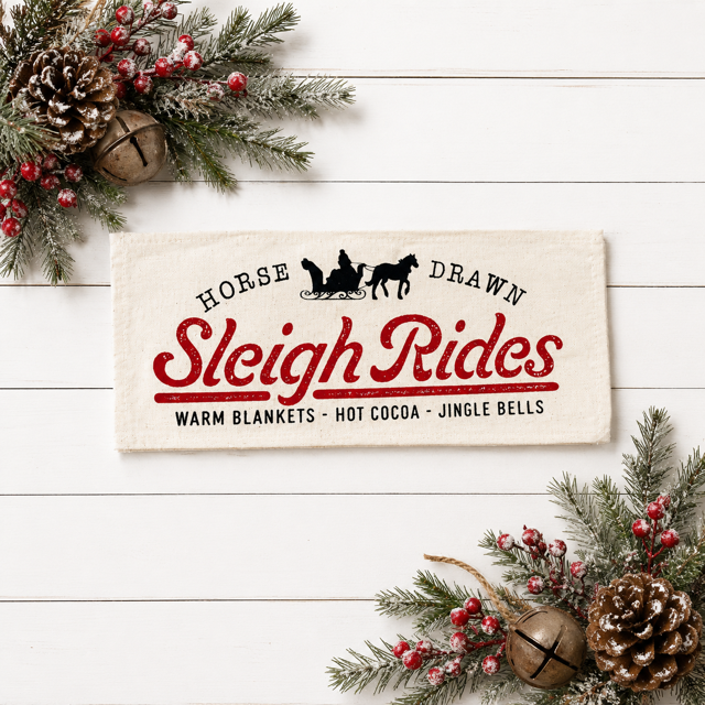 Vintage Santa Sleigh Interchangeable Rectangle Pillow Panel
