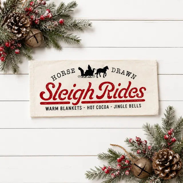 PANEL ONLY: RECTANGLE Winter; Vintage Christmas Santa Sleigh One Horse Drawn Ride; SLEIGH RIDE PillowPanels.com PANEL ONLY: RECTANGLE Winter; Vintage Christmas Santa Sleigh One Horse Drawn Ride; SLEIGH RIDE PillowPanels.com