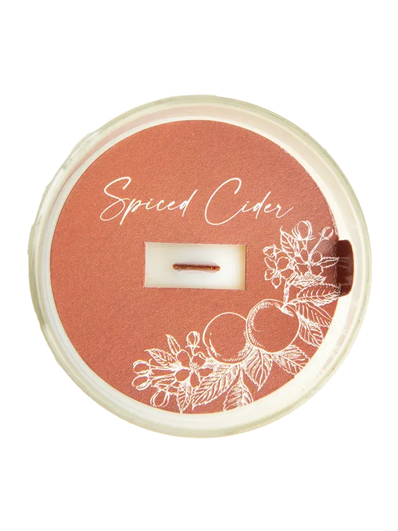 Spiced Cider candle with floral design, cozy farmhouse home decor