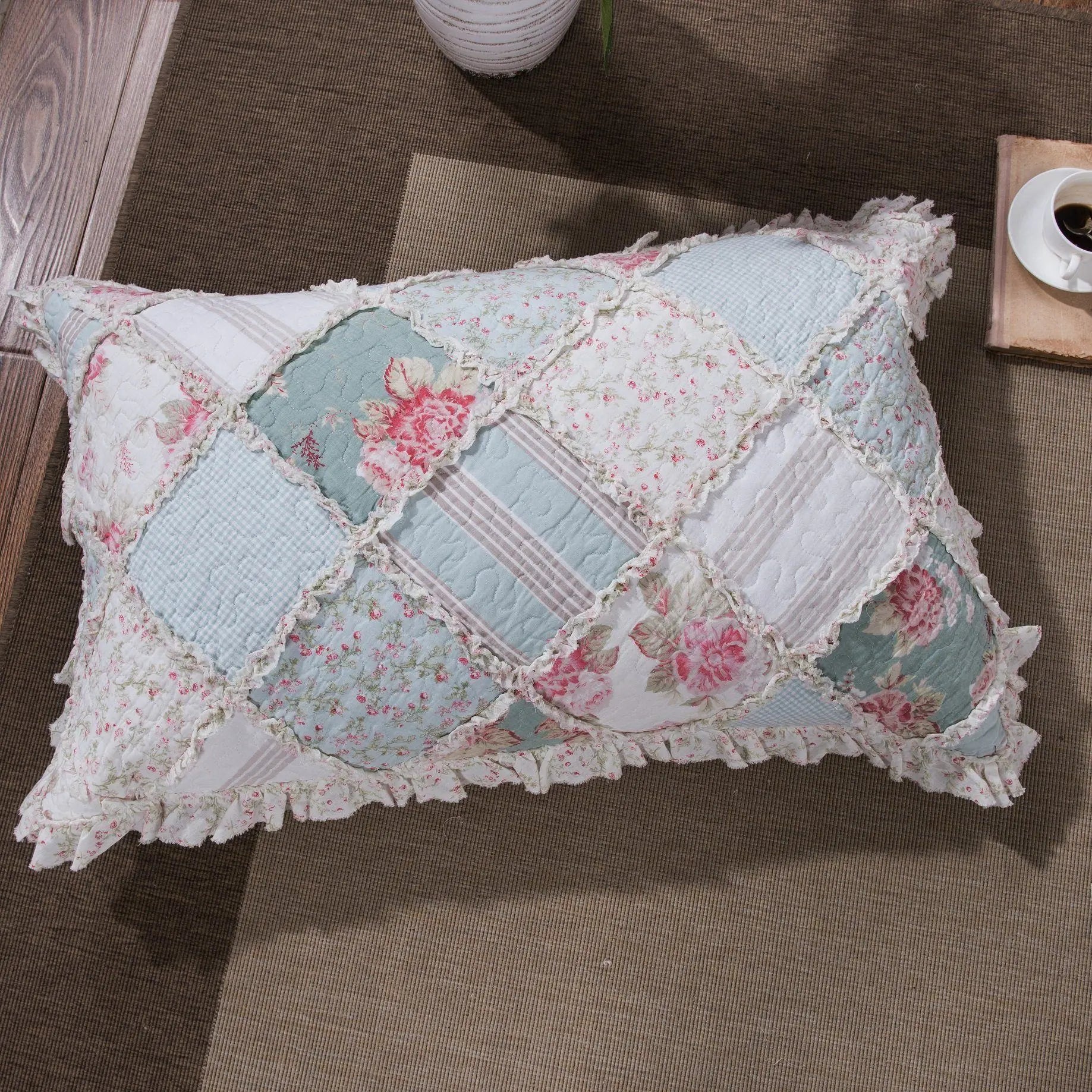 DaDa Bedding Hint of Mint Pastel Cotton Patchwork Quilt Set DaDalogy Bedding Collection DaDa Bedding Hint of Mint Pastel Cotton Patchwork Quilt Set DaDalogy Bedding Collection