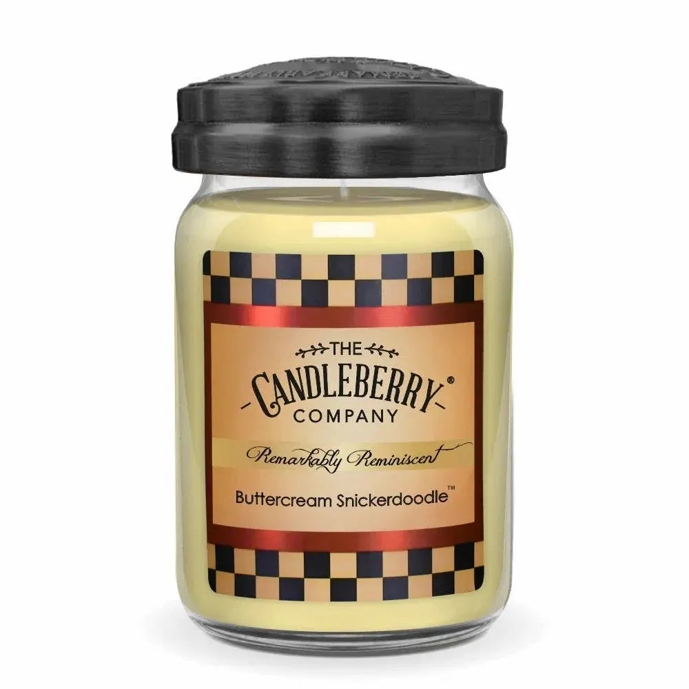 Palo Santo Patchouli candle in frosted glass jar with checkered label, cozy farmhouse decor