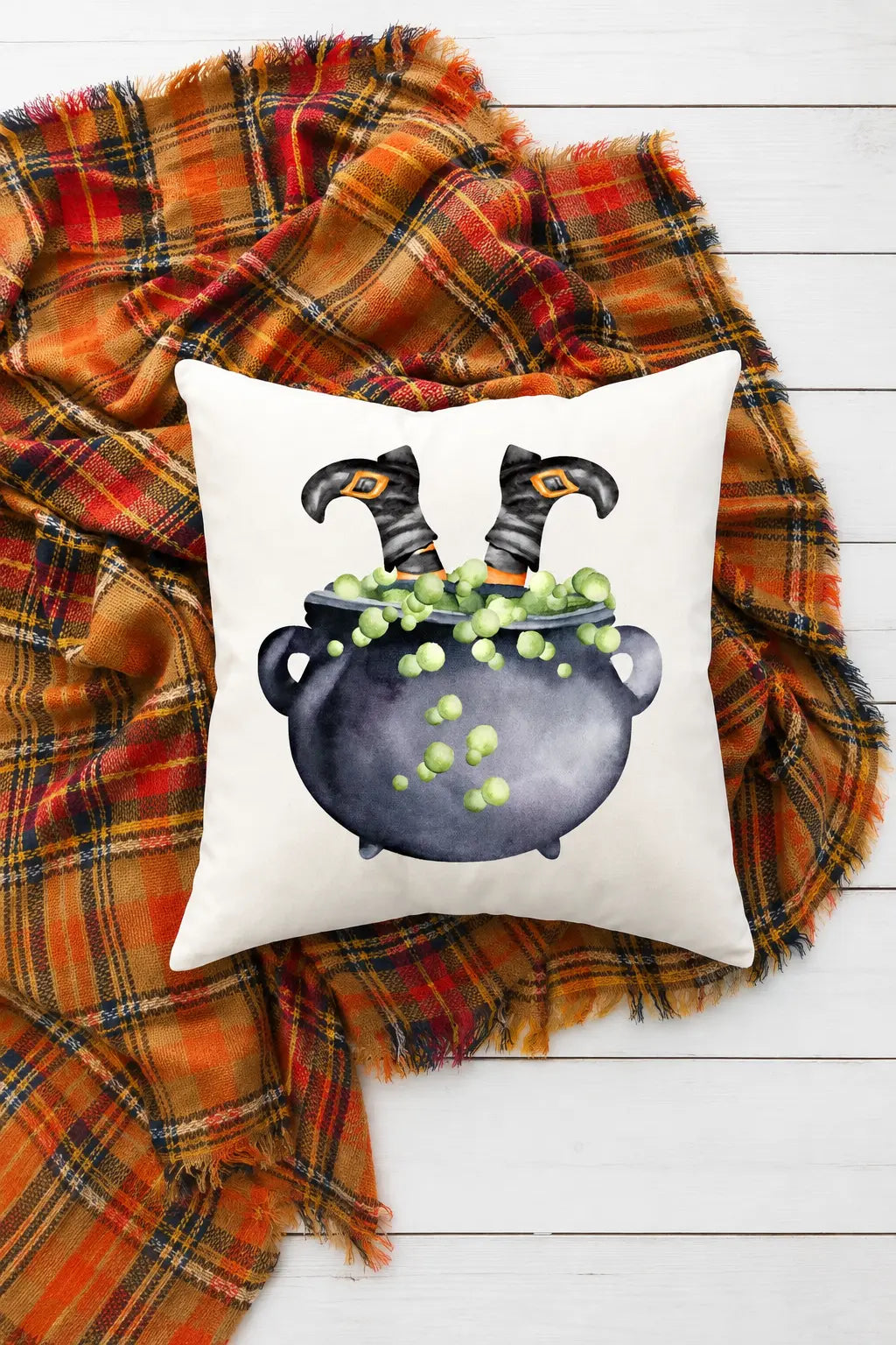 Witches Cauldron Halloween Pillow Cover – 18" x 18"