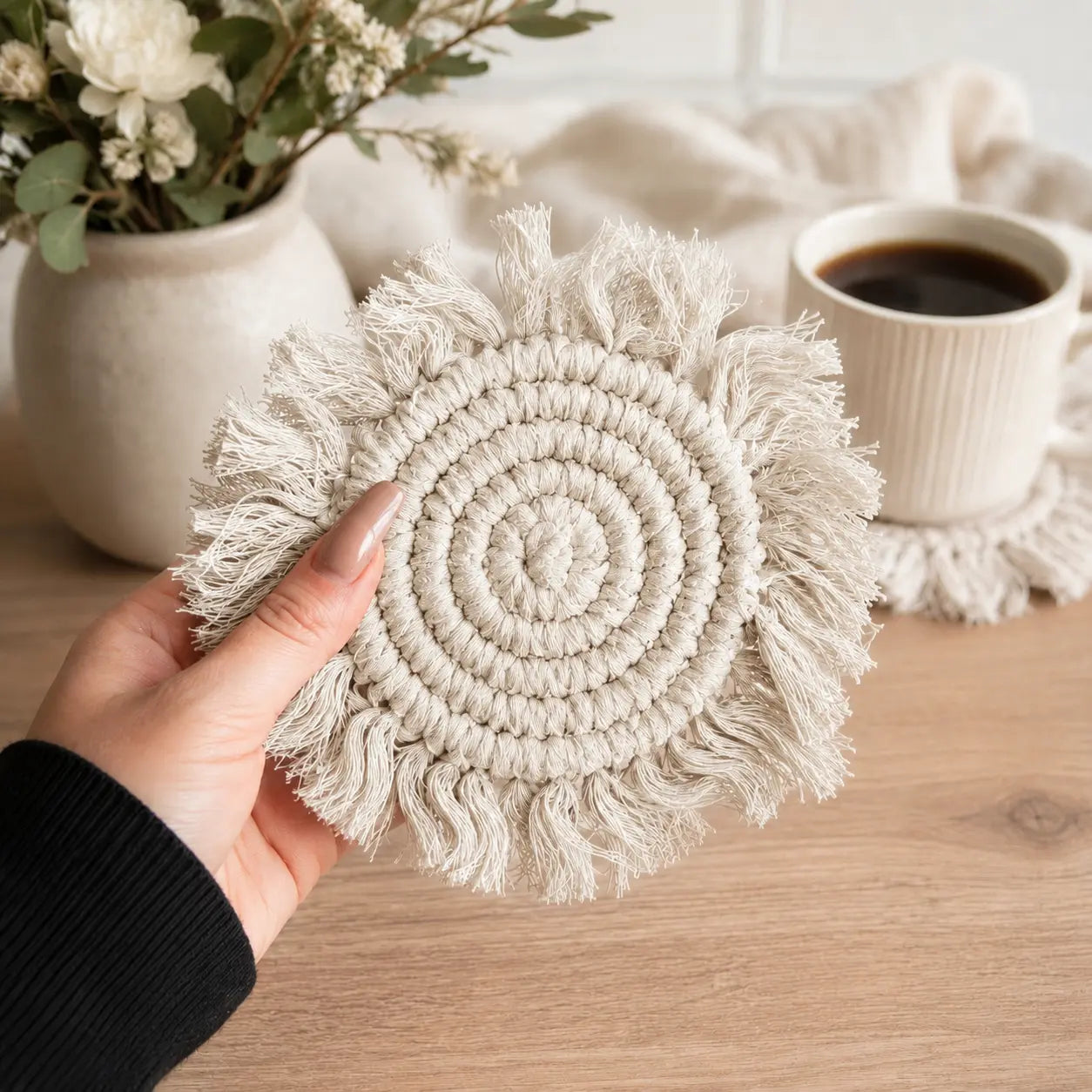 Pastel Braided Tassel Coasters Gia Roma