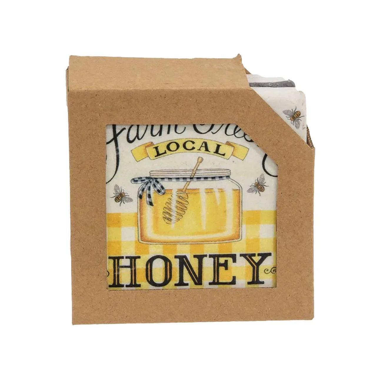 🍯 Farm Fresh Honey Resin Coasters – Set of 4