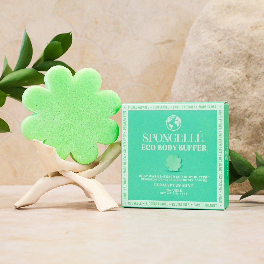 Spongellé Eco Body Buffer with packaging on a neutral background