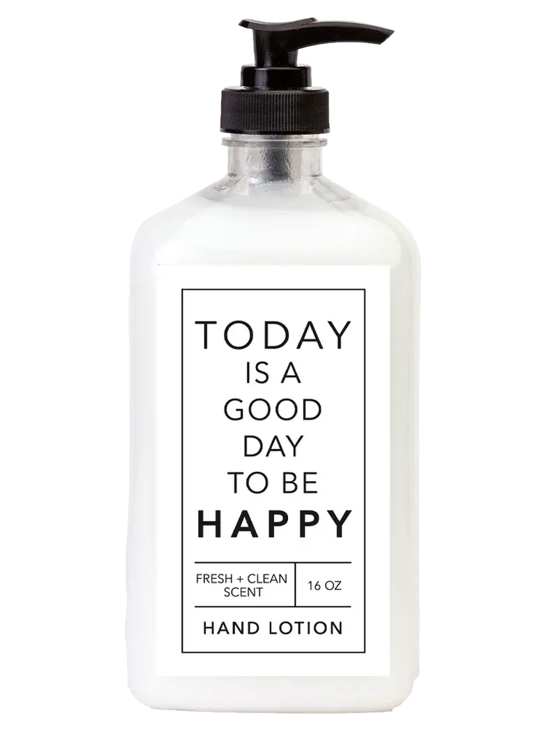 Happy quote hand lotion with fresh clean scent, 16 oz, farmhouse bath essential