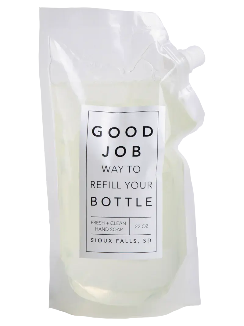 Good Job refill pouch for hand soap, fresh + clean scent, 22 oz, Sioux Falls SD