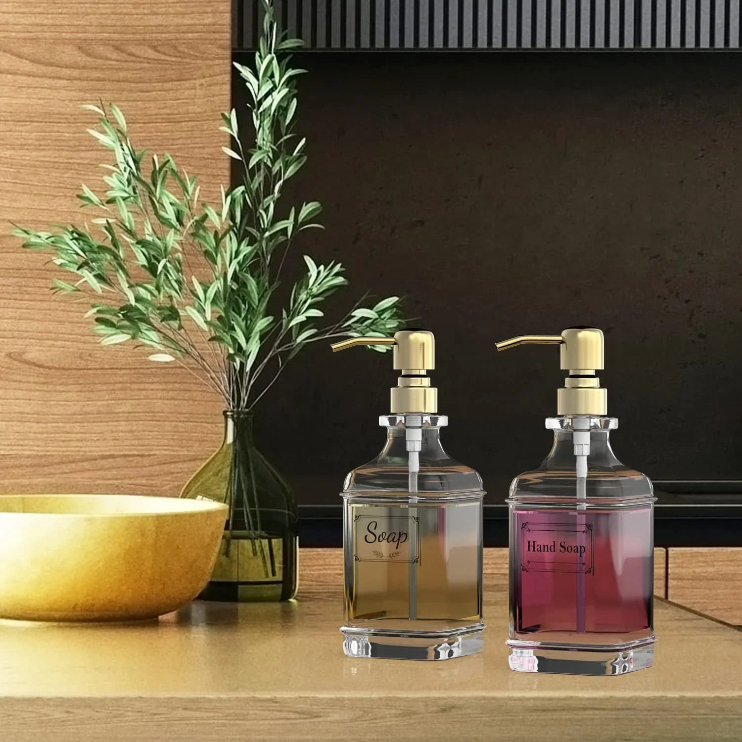 Antique Glass Soap Dispenser Set – Black (Set of 2) - KJ Cozy Designs