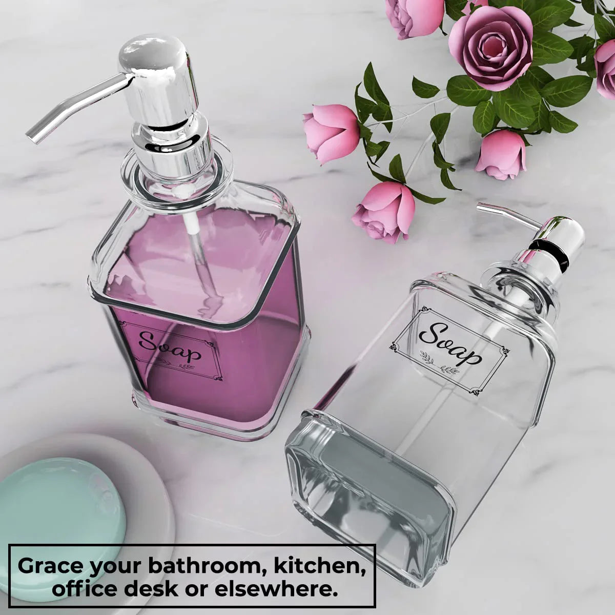 Antique Glass Soap Dispenser Set – Black (Set of 2) - KJ Cozy Designs