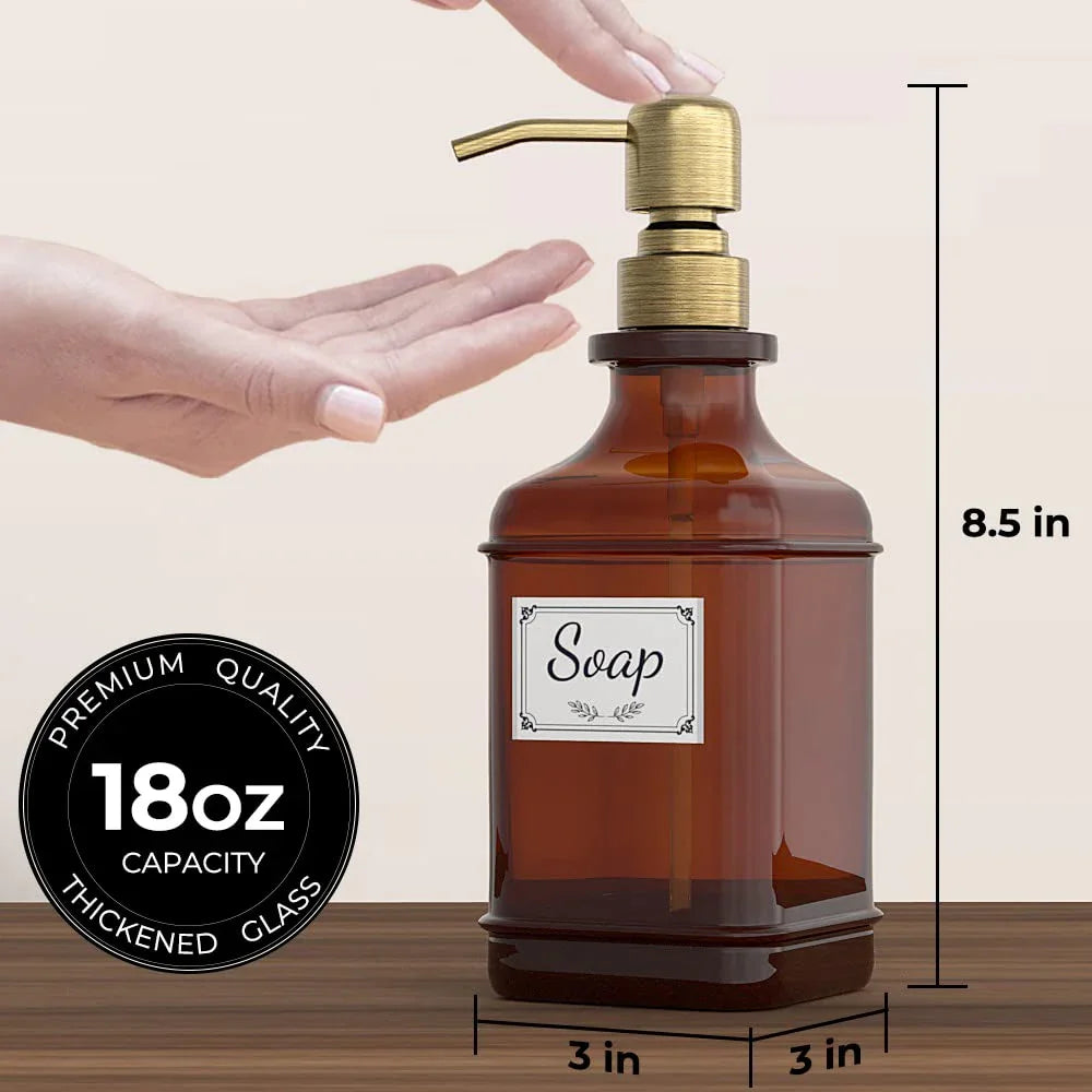 Antique Glass Soap Dispenser Set – Black (Set of 2) - KJ Cozy Designs