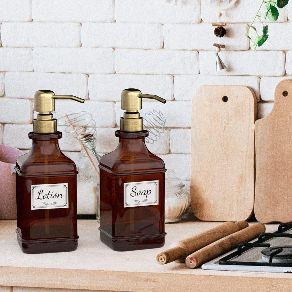 Antique Glass Soap Dispenser Set – Black (Set of 2) - KJ Cozy Designs