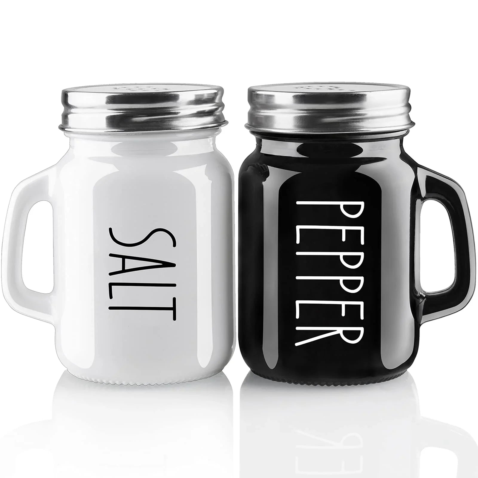 Salt and Pepper Shakers Set, ZOSUJO 4 oz Cute Salt Pepper Shaker, Kitchen Decor for Home Restaurants Wedding, Glass Black White Shaker Sets with Stainless Steel Lids - KJ Cozy Designs